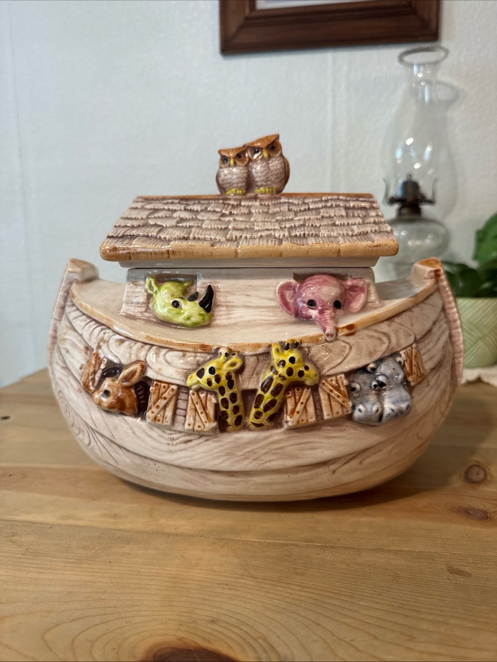 Vintage Treasure Craft Noah's Ark Cookie Jar Ceramic Cottagecore 1970’s